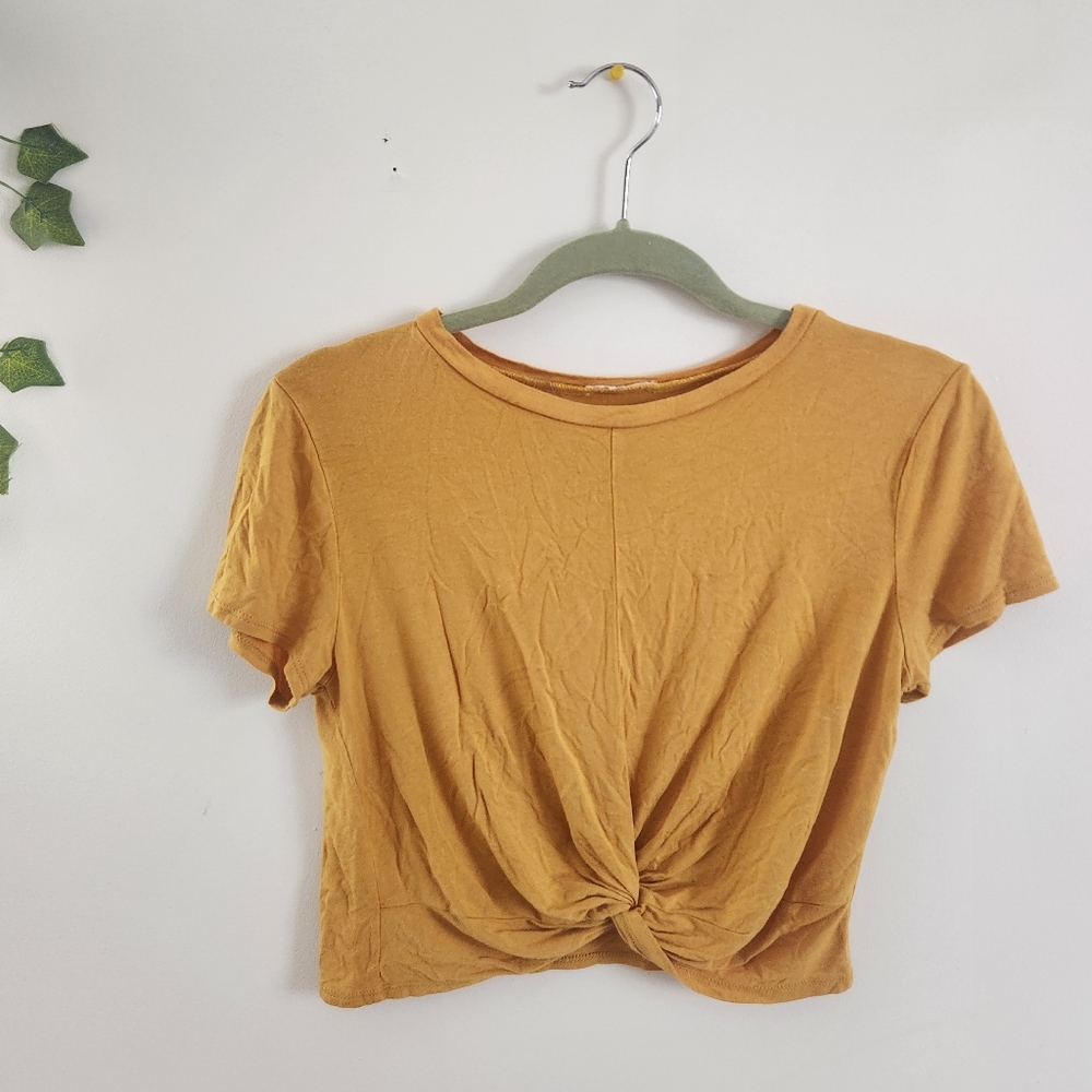 Yellow Knot Detail Crop Top